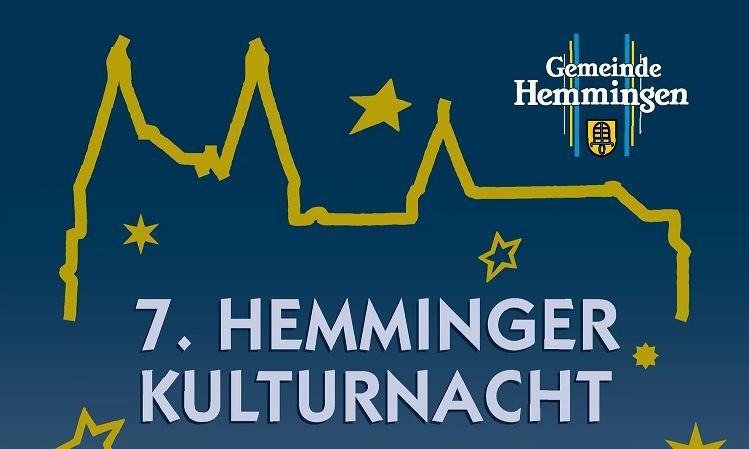 Umrisse einer Stadt. Darunter steht: 7. Hemminger Kulturnacht